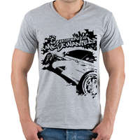 printfashion Need For Speed MW - Férfi V-nyakú póló - Sport szürke