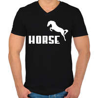 printfashion HORSE (Puma stílus) - Férfi V-nyakú póló - Fekete