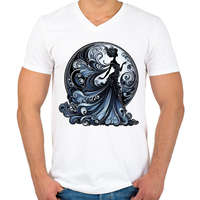 printfashion Kék lady - Férfi V-nyakú póló - Fehér