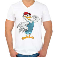 printfashion Farmer Chicken - Férfi V-nyakú póló - Fehér