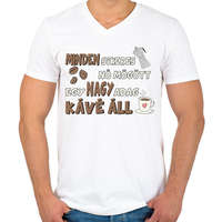 printfashion Minden sikeres nő mögött egy nagy adag kávé áll - Férfi V-nyakú póló - Fehér
