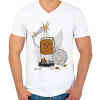 printfashion Könyv vs Film - Férfi V-nyakú póló - Fehér