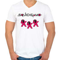 printfashion Squid game trio dab fekete - Férfi V-nyakú póló - Fehér