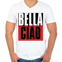 printfashion Bella Ciao - Nagy Pénzrablás - Money Heist - Casa de Papel - Férfi V-nyakú póló - Fehér