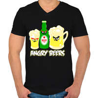 printfashion Angry Beers - Férfi V-nyakú póló - Fekete