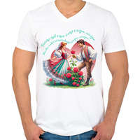 printfashion Tavaszi szél vizet áraszt... - Férfi V-nyakú póló - Fehér