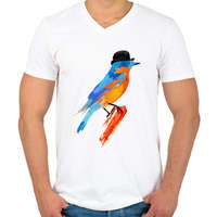 printfashion Lord bird - Férfi V-nyakú póló - Fehér