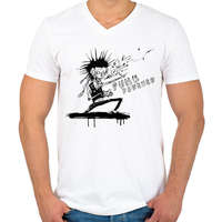 printfashion Punk forever - Férfi V-nyakú póló - Fehér