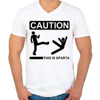 printfashion Spártai katolikus - Férfi V-nyakú póló - Fehér