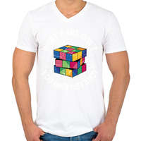 printfashion Rubik kocka - Férfi V-nyakú póló - Fehér