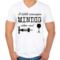 printfashion Túlélő csomag - Táska minta - Férfi V-nyakú póló - Fehér