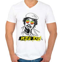 printfashion Peter Tosh - Reggae - Férfi V-nyakú póló - Fehér