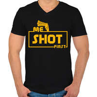 printfashion ME SHOT FIRST - Férfi V-nyakú póló - Fekete