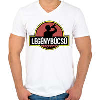 printfashion Jurassic Park legénybúcsú - Férfi V-nyakú póló - Fehér