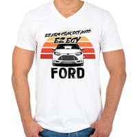 printfashion Ez nem csak egy autó ez egy FORD - Férfi V-nyakú póló - Fehér