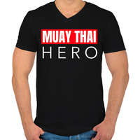 printfashion MUAY THAI HERO - Férfi V-nyakú póló - Fekete
