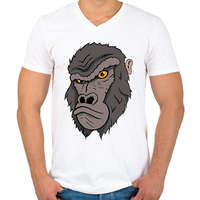 printfashion Bruti a gorilla - Férfi V-nyakú póló - Fehér