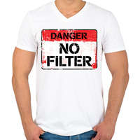 printfashion Filter nélkül! - Férfi V-nyakú póló - Fehér