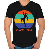printfashion Muay Thai - Harcművészet - Férfi V-nyakú póló - Fekete