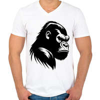 printfashion Dühös gorilla - Férfi V-nyakú póló - Fehér