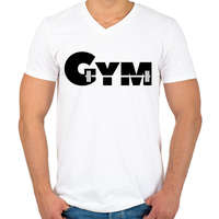 printfashion GYM - Férfi V-nyakú póló - Fehér