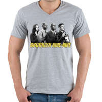 printfashion Brooklyn Nine-nine B&W - Férfi V-nyakú póló - Sport szürke