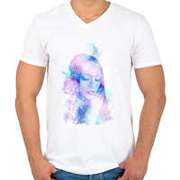 printfashion portré - Férfi V-nyakú póló - Fehér