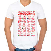 printfashion Formula 1 2024 P - Férfi V-nyakú póló - Fehér
