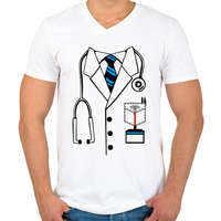 printfashion orvos egyenruha - Férfi V-nyakú póló - Fehér