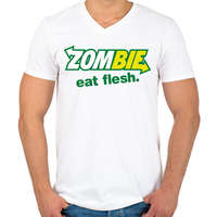 printfashion Zombi szendvics - Férfi V-nyakú póló - Fehér