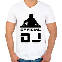 printfashion official dj - Férfi V-nyakú póló - Fehér