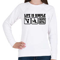 printfashion Life is simple Death Metal - Női pulóver - Fehér