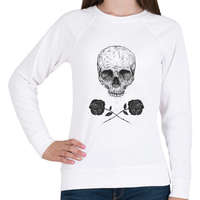 printfashion Skull N' Roses - Női pulóver - Fehér
