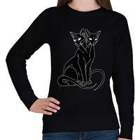 printfashion Két fejű cica - Női pulóver - Fekete
