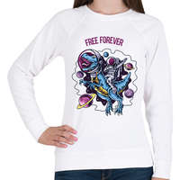 printfashion Free forever - Dínó és űrhajós - Női pulóver - Fehér