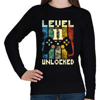 printfashion Level 11 unlocked - 11. születésnapi ajándék - Női pulóver - Fekete