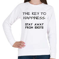 printfashion The key to happiness. Stay away from idiots. - Női pulóver - Fehér