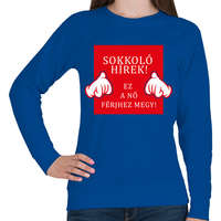 printfashion Sokkoló hírek! - Női pulóver - Királykék