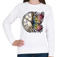printfashion Vintage óra és pillangó - Női pulóver - Fehér