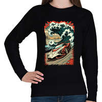 printfashion Hot Rod versenyautó hullámokkal - Női pulóver - Fekete