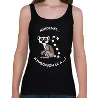 printfashion Mindenki nyugodjon le a ... - Vicces feliratos minta - gyűrűsfarkú maki - Női atléta - Fekete