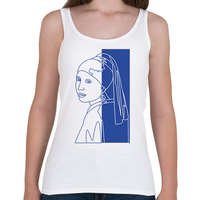 printfashion Jan Vermeer - Leány gyöngy fülbevalóval - Vonalas - Női atléta - Fehér