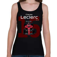 printfashion Charles Leclerc 16 autóversenyző - fehér felirat - Női atléta - Fekete