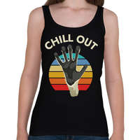 printfashion CHILL OUT - Nyugodj meg - vicces feliratos minta - Női atléta - Fekete