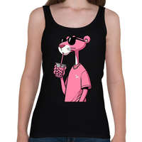 printfashion Rózsaszín Párduc - Női atléta - Fekete