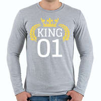 printfashion King póló - KING 01 - Férfi hosszú ujjú póló - Sport szürke