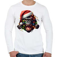 printfashion Morcos karácsonyi party gorilla - Férfi hosszú ujjú póló - Fehér