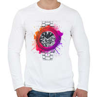 printfashion Színes óra - Férfi hosszú ujjú póló - Fehér