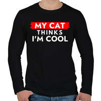 printfashion My cat thinks I'm Cool - Férfi hosszú ujjú póló - Fekete