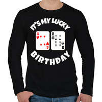 printfashion 48 POKER SZÜLINAP - Férfi hosszú ujjú póló - Fekete